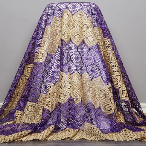 African Lace Fabric Water Soluble Guipure Fabric 5 Yards Nigerian Lace Cord Fabric for Daily Clothes Sewing （27433） in Saudi Arabia
