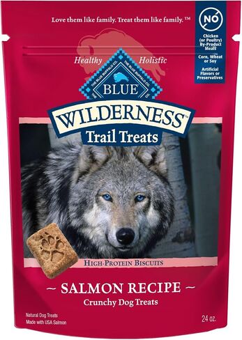 Blue Buffalo Wilderness Trail Treats High Protein Grain Free Crunchy Dog Treats Biscuits, Salmon Recipe 10-oz Bag (Pack of 2) in Saudi Arabia