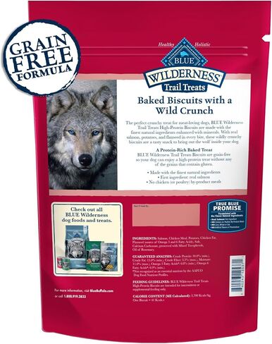 Blue Buffalo Wilderness Trail Treats High Protein Grain Free Crunchy Dog Treats Biscuits, Salmon Recipe 10-oz Bag (Pack of 2) in Saudi Arabia