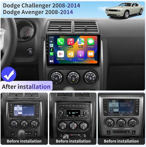 Car Radio for Dodge Challenger & Dodge Avenger 2008-2014 Stereo Replacement Upgrade 10" Android 14 Touch Screen Wireless CarPlay & Android Auto Head Unit GPS Navigation Bluetooth WiFi DSP SWC FM Radio in Saudi Arabia