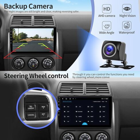 Car Radio for Dodge Challenger & Dodge Avenger 2008-2014 Stereo Replacement Upgrade 10" Android 14 Touch Screen Wireless CarPlay & Android Auto Head Unit GPS Navigation Bluetooth WiFi DSP SWC FM Radio in Saudi Arabia