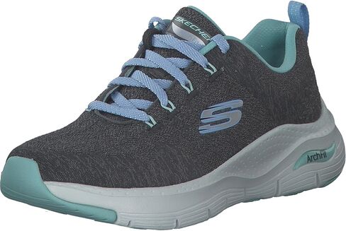 Skechers Arch Fit Comfy Wave Sneakers for Women - Mesh Knit Fabric Upper, Air Cooled Design, Lightweight and Durable Sneakers Black/Lavender 5.5 B - Medium in Saudi Arabia
