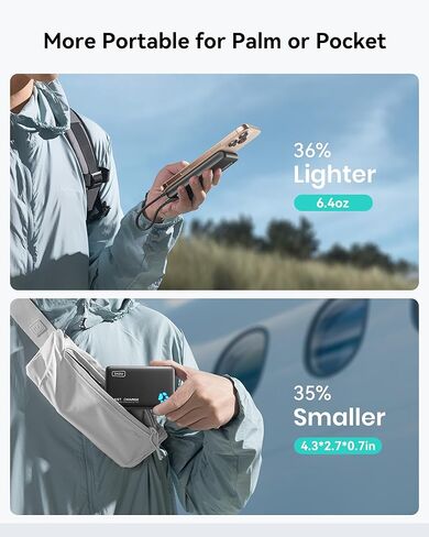 INIU Portable Charger, 22.5W 10000mAh Slim Power Bank, Fast Charging Mini Battery Pack, Travel Trip Accessories Flight Cruise Ship Essentials for College Students Travelers Teen Boys Girls, Blue in Kuwait