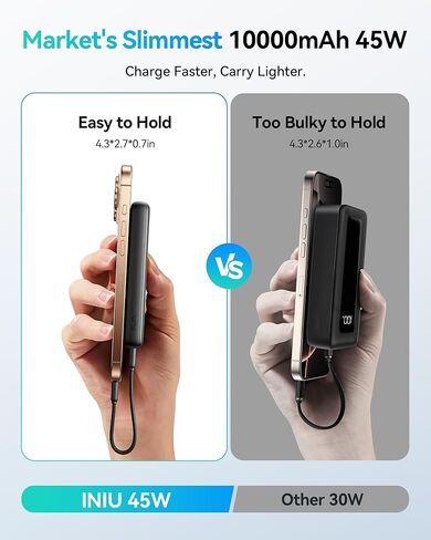 INIU Portable Charger, 22.5W 10000mAh Slim Power Bank, Fast Charging Mini Battery Pack, Travel Trip Accessories Flight Cruise Ship Essentials for College Students Travelers Teen Boys Girls, Blue in Kuwait