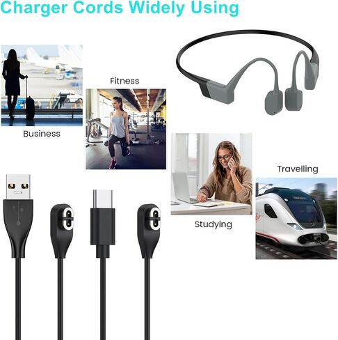Weishan 2 -Pack شحن كابل لما بعد شوكز Aeropex AS800 ، Shokz OpenRun Pro ، OpenRun ، OpenRun Mini ، Opencomm Headute Headpoons - USB و USB C إلى حبال الشاحن المغناطيسي ، 3.3 قدم in Kuwait