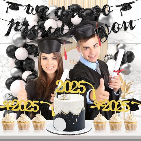 MEMOVAN 2025 Graduation Cupcake Toppers Glitter Class of 2025 Cupcake Topper 2025 Congrats Grad Cap Diploma Cupcake Picks Grad Cap Food Appetizer Picks For 2025 Graduation Theme Party Supplies-24pcs in Saudi Arabia