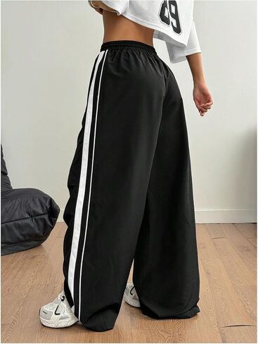 GORGLITTER Women's Color Block Track Pants Y2k Striped Elastic Waist Wide Leg Sweatpants in Saudi Arabia