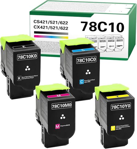 78C1X Extra High Yield Toner Cartridge（BK: 8500 Color: 5000 Compatible for Lexmark CS421 CS521 CS622 CX522 CX421 CX622 CX625 Printer with 78C1XK0 78C1XC0 78C1XM0 78C1XY0（4 Pack） in Saudi Arabia
