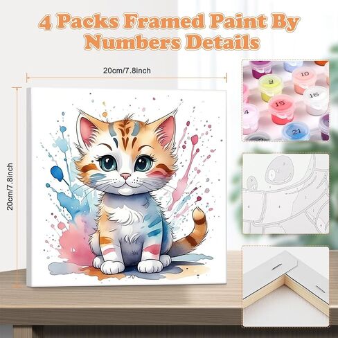 NAIMOER Flowers Paint by Numbers, 4Pack Framed Paint by Numbers Canvas for Adults, Paint by Number Kits, DIY Simple Oil Painting with All Tools Nylon Hook & Loop in Saudi Arabia