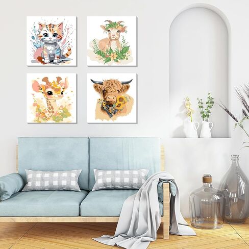 NAIMOER Flowers Paint by Numbers, 4Pack Framed Paint by Numbers Canvas for Adults, Paint by Number Kits, DIY Simple Oil Painting with All Tools Nylon Hook & Loop in Saudi Arabia