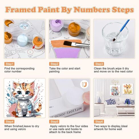 NAIMOER Flowers Paint by Numbers, 4Pack Framed Paint by Numbers Canvas for Adults, Paint by Number Kits, DIY Simple Oil Painting with All Tools Nylon Hook & Loop in Saudi Arabia