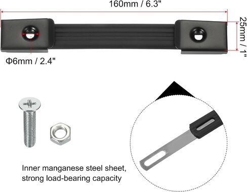 PATIKIL Strap Handle Replacement 9.5 Inch, Rubber Ampere Handles Pull with Metal Caps Luggage Spare Strap Handle Grip for Suitcase Box Case Speaker Cabinet, Silver Tone in Saudi Arabia