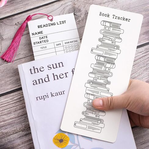 Bookmark Reading List, 3* Reading Log, 3* Book Design Book Tracker and 6* Colored Pencils, Personal Reading List Page Marker Notecard for School Office Library in Saudi Arabia