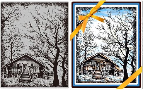 Globbleland Mountains Trees Cling Rubbers Stamp Landscape Eva Cling Mount Mount Stamps Lake Forest Candery Rubber Stamp in Saudi Arabia