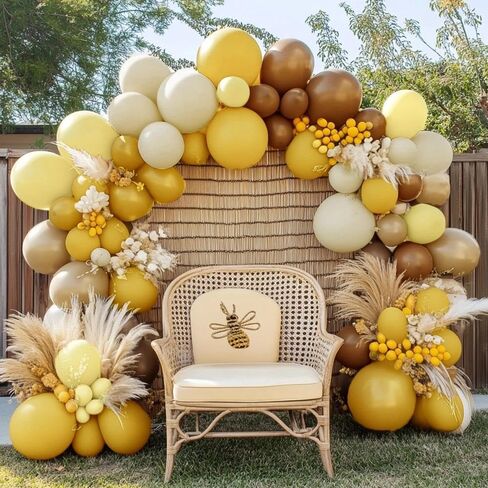 Balloon Garland Arch Kit Yellow Blush White Sand Brown Balloons Double Stuffed Mustard Yellow Different Sizes For Neutral Baby Shower Wedding Birthday Fall Party Decorations in Saudi Arabia