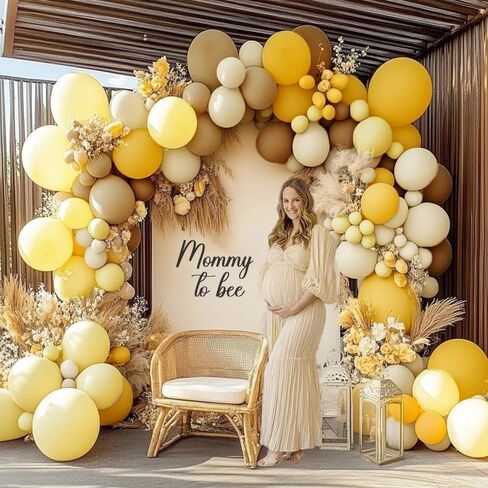 Balloon Garland Arch Kit Yellow Blush White Sand Brown Balloons Double Stuffed Mustard Yellow Different Sizes For Neutral Baby Shower Wedding Birthday Fall Party Decorations in Saudi Arabia