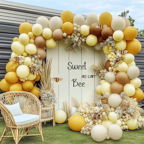 Balloon Garland Arch Kit Yellow Blush White Sand Brown Balloons Double Stuffed Mustard Yellow Different Sizes For Neutral Baby Shower Wedding Birthday Fall Party Decorations in Saudi Arabia