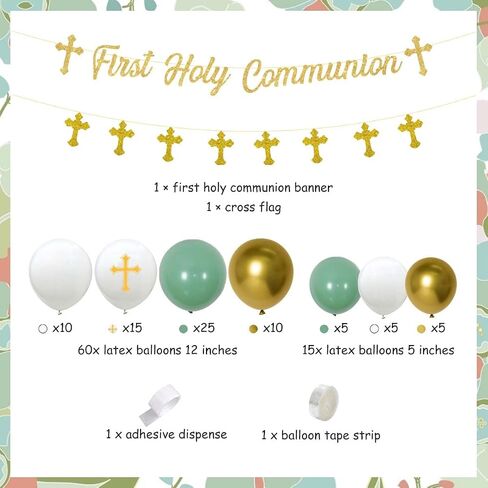 First Communion Party Decorations for Girls , Baptism Party Decorations Pink Balloon Garland Kit with Banner Cross Balloons for First Holy Communion Party Supplies in Saudi Arabia