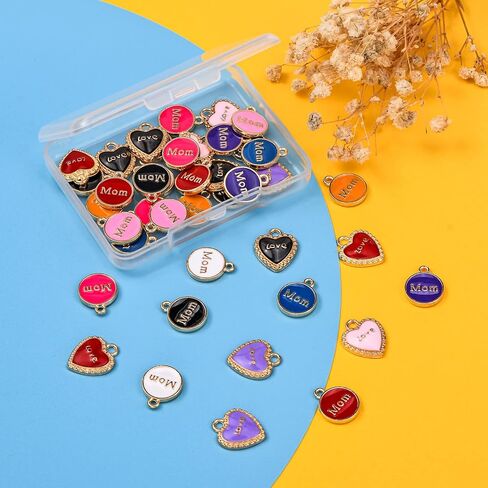 BEEFLYING 10pcs Random Color Brass Enamel Heart Charms Pendants CZ Stone Pendants for DIY Jewelry Necklaces Bracelets Making in Saudi Arabia