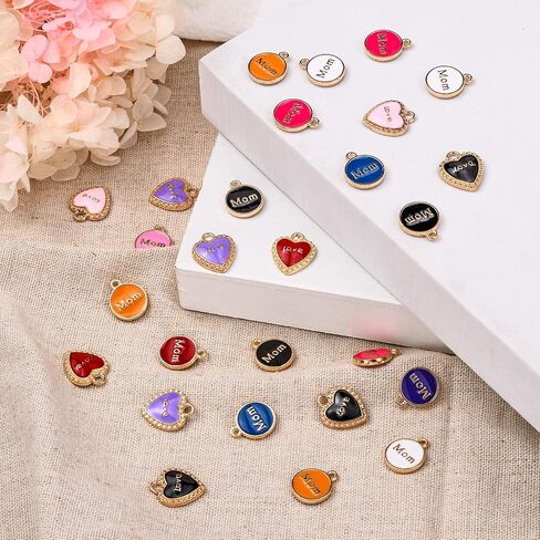 BEEFLYING 10pcs Random Color Brass Enamel Heart Charms Pendants CZ Stone Pendants for DIY Jewelry Necklaces Bracelets Making in Saudi Arabia