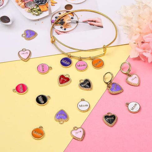 BEEFLYING 10pcs Random Color Brass Enamel Heart Charms Pendants CZ Stone Pendants for DIY Jewelry Necklaces Bracelets Making in Saudi Arabia