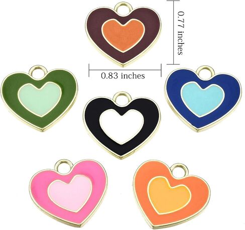 BEEFLYING 10pcs Random Color Brass Enamel Heart Charms Pendants CZ Stone Pendants for DIY Jewelry Necklaces Bracelets Making in Saudi Arabia