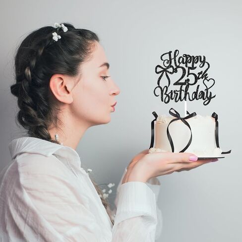 Bow Cake Topper with 16th Happy Birthday Cake Sign,12 Pcs Vintage Black Ribbon Cake Decorations for Coquette Themed Party,Bridal Wedding,Anniversary Party in Saudi Arabia