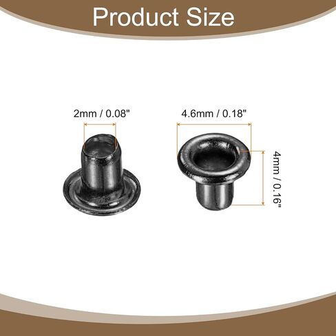 Harfington 100pcs Gromsets Sheelets 2mm 1/9 Inch Brass Sheelets Kit for Fabric Stain Tarps Leather Belt Leate Bag Diy ، Silver in Saudi Arabia