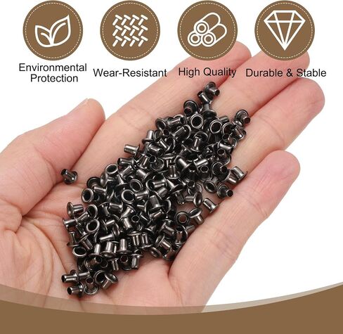 Harfington 100pcs Gromsets Sheelets 2mm 1/9 Inch Brass Sheelets Kit for Fabric Stain Tarps Leather Belt Leate Bag Diy ، Silver in Saudi Arabia