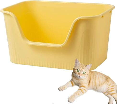 SpaceTime Large Cat Litter Box with High Sides,Cat Boxes for Indoor Cats,Cat Litter Pan for Kitty,Litter Box with Low Entry,Easy to Clean,Anti-Splashing (Grey) in Saudi Arabia