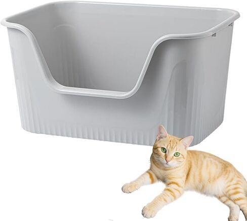 SpaceTime Large Cat Litter Box with High Sides,Cat Boxes for Indoor Cats,Cat Litter Pan for Kitty,Litter Box with Low Entry,Easy to Clean,Anti-Splashing (Grey) in Saudi Arabia