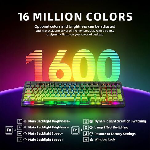 ZORNHER ZH980 Wireless Mechanical Gaming Keyboard,95% Green Custom Creamy Keyboard with Number Pad,Lighted Up PBT Dipped Keycaps,Pre-Lubed Linear Switches,Hot-Swappable,RGB Backlit,2.4GHz/USB-C/BT5.0 in Kuwait
