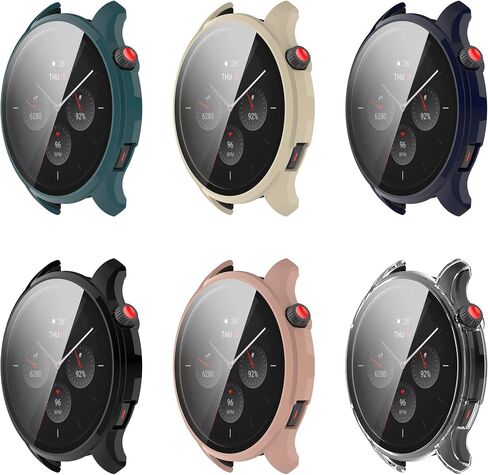 Compatible for Amazfit GTR 4 Watch Case, Scratch-Resistant Protective Case Cover PC Case with HD Tempered Glass Screen Protector for Amazfit GTR 4 GTR4 Case (2 Pack) in Kuwait