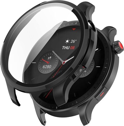 Compatible for Amazfit GTR 4 Watch Case, Scratch-Resistant Protective Case Cover PC Case with HD Tempered Glass Screen Protector for Amazfit GTR 4 GTR4 Case (2 Pack) in Kuwait