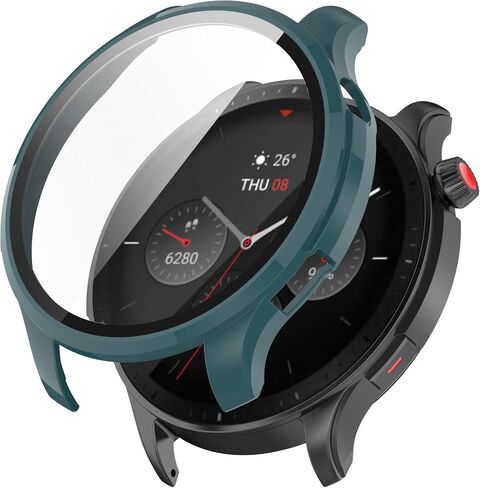 Compatible for Amazfit GTR 4 Watch Case, Scratch-Resistant Protective Case Cover PC Case with HD Tempered Glass Screen Protector for Amazfit GTR 4 GTR4 Case (2 Pack) in Kuwait