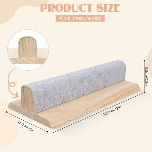 Wooden Wool Pressing Bar with Clapper, Beechwood Tailors Clappers with Scale Hard Wood Professional Sewing Tool for Flattening Fabrics and Point Pressing Sewing, Quilting, Ironing in Kuwait