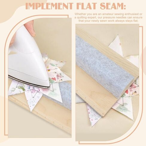 Wooden Wool Pressing Bar with Clapper, Beechwood Tailors Clappers with Scale Hard Wood Professional Sewing Tool for Flattening Fabrics and Point Pressing Sewing, Quilting, Ironing in Kuwait
