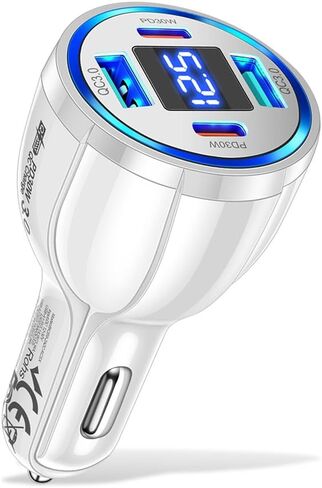 USB C Car Phone Charger Adapter with Voltmeter Compatible with iPhone 16 15 14 13 12 11, Android, Samsung, 100W 4 in 1 Multi-Port Fast Charging Cigarette Lighter USB Charger (Black) in Kuwait