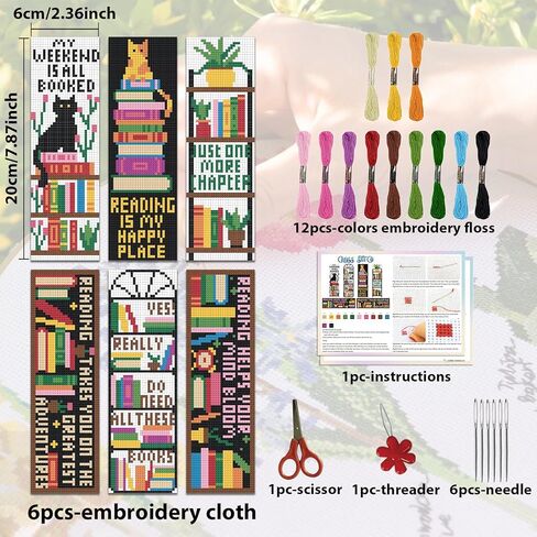 ACRNIGHEET 6PCS Cross Stitch Stitch Kit for Beginner Cartoon Animals مختومة مقاطع غرزة المبتدئين للبالغين DIY تطريز مرجعية مجموعات Crossstitch مجموعات البالغة مع تعليمات هدية حرفة اليد 11CT in Kuwait