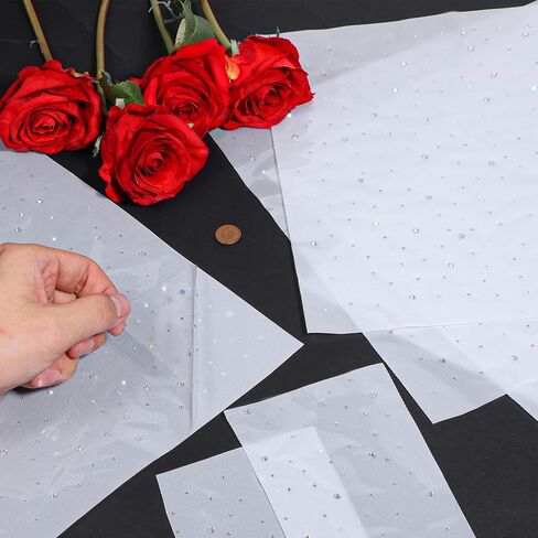 6 Sheets Glitter Rhinestone Hotfix Decals 2mm & 3.5mm Flat Round Transfers Patches Hot Melt Sparkle Iron on Crystal Clear Crystal Rhinestone Decals for Women Men Clothing Embellishment Nail Art in Kuwait