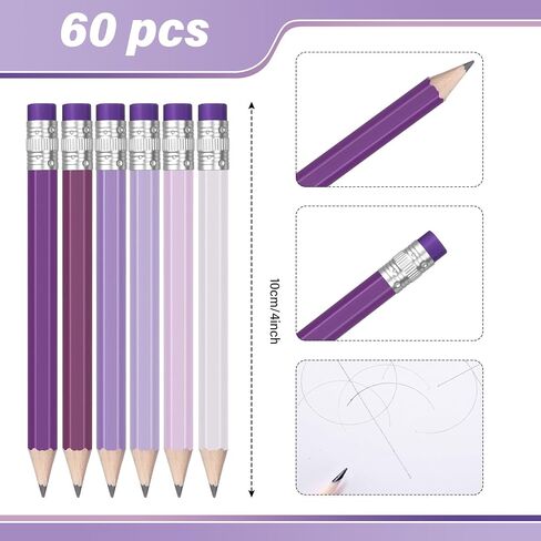 TecUnite 108 Pcs Pink HB Pencils Bulk Short Pre Sharpened No 2 HB Pencils with Eraser Wooden Hexagonal for Wedding Gifts Bridal Shower Party Favors Exams School Office Sketching, 4 Inch in Saudi Arabia