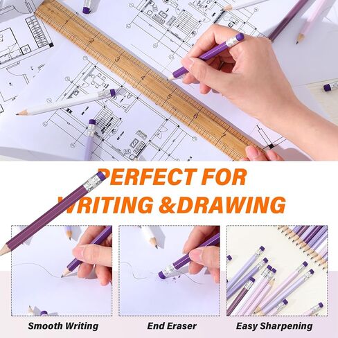 TecUnite 108 Pcs Pink HB Pencils Bulk Short Pre Sharpened No 2 HB Pencils with Eraser Wooden Hexagonal for Wedding Gifts Bridal Shower Party Favors Exams School Office Sketching, 4 Inch in Saudi Arabia