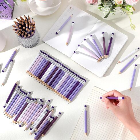 TecUnite 108 Pcs Pink HB Pencils Bulk Short Pre Sharpened No 2 HB Pencils with Eraser Wooden Hexagonal for Wedding Gifts Bridal Shower Party Favors Exams School Office Sketching, 4 Inch in Saudi Arabia