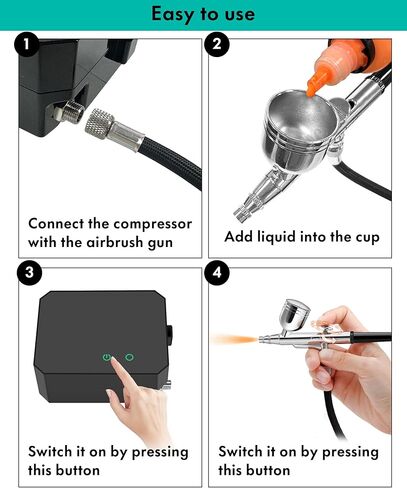 Gocheer Airbrush Kit with Air Compressor, 25 PSI High Pressure Air Brush Non-Clogging with 0.2/0.3/0.5mm Nozzle/Cleaning Sets, Ideal for Painting, Modeling, Cake Decor, Pastry, Makeup, Nail Art etc. in Kuwait