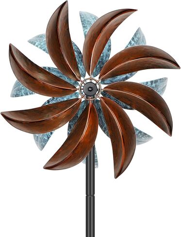 Spinners Wind Outdoor - طاحونة معدنية حمراء مع حصة في الفناء والحديقة ، منحوتات الرياح الحركية والمغازل ، أفكار ديكور الهدايا لعشاق الحدائق (12 "W × 70" H) in Kuwait
