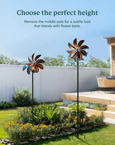 Spinners Wind Outdoor - طاحونة معدنية حمراء مع حصة في الفناء والحديقة ، منحوتات الرياح الحركية والمغازل ، أفكار ديكور الهدايا لعشاق الحدائق (12 "W × 70" H) in Kuwait