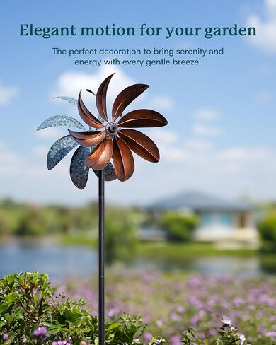 Spinners Wind Outdoor - طاحونة معدنية حمراء مع حصة في الفناء والحديقة ، منحوتات الرياح الحركية والمغازل ، أفكار ديكور الهدايا لعشاق الحدائق (12 "W × 70" H) in Kuwait