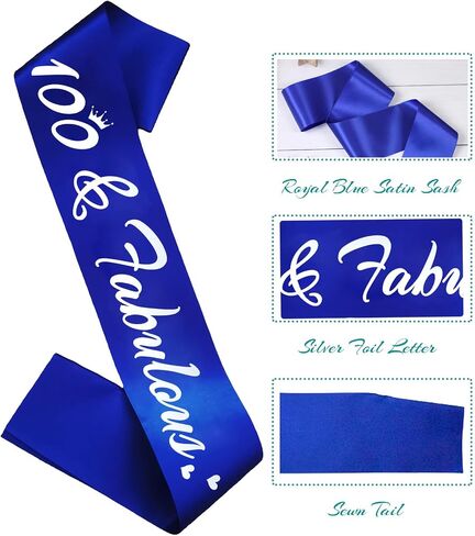 100 & Fabulous Birthday Sash, 100th Birthday Gifts idea for women, Funny 100th Birthday Party Suppiles, Hot Pink+ Silver(100 & Fabulous) in Saudi Arabia