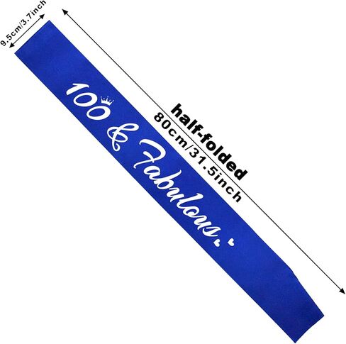 100 & Fabulous Birthday Sash, 100th Birthday Gifts idea for women, Funny 100th Birthday Party Suppiles, Hot Pink+ Silver(100 & Fabulous) in Saudi Arabia