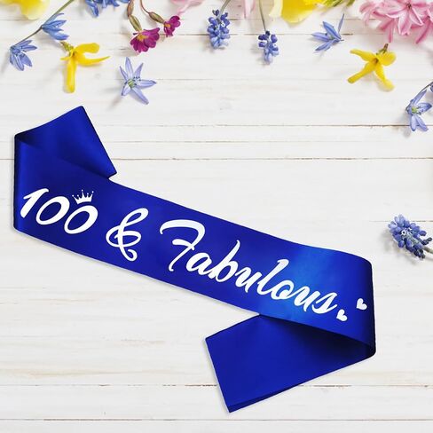 100 & Fabulous Birthday Sash, 100th Birthday Gifts idea for women, Funny 100th Birthday Party Suppiles, Hot Pink+ Silver(100 & Fabulous) in Saudi Arabia